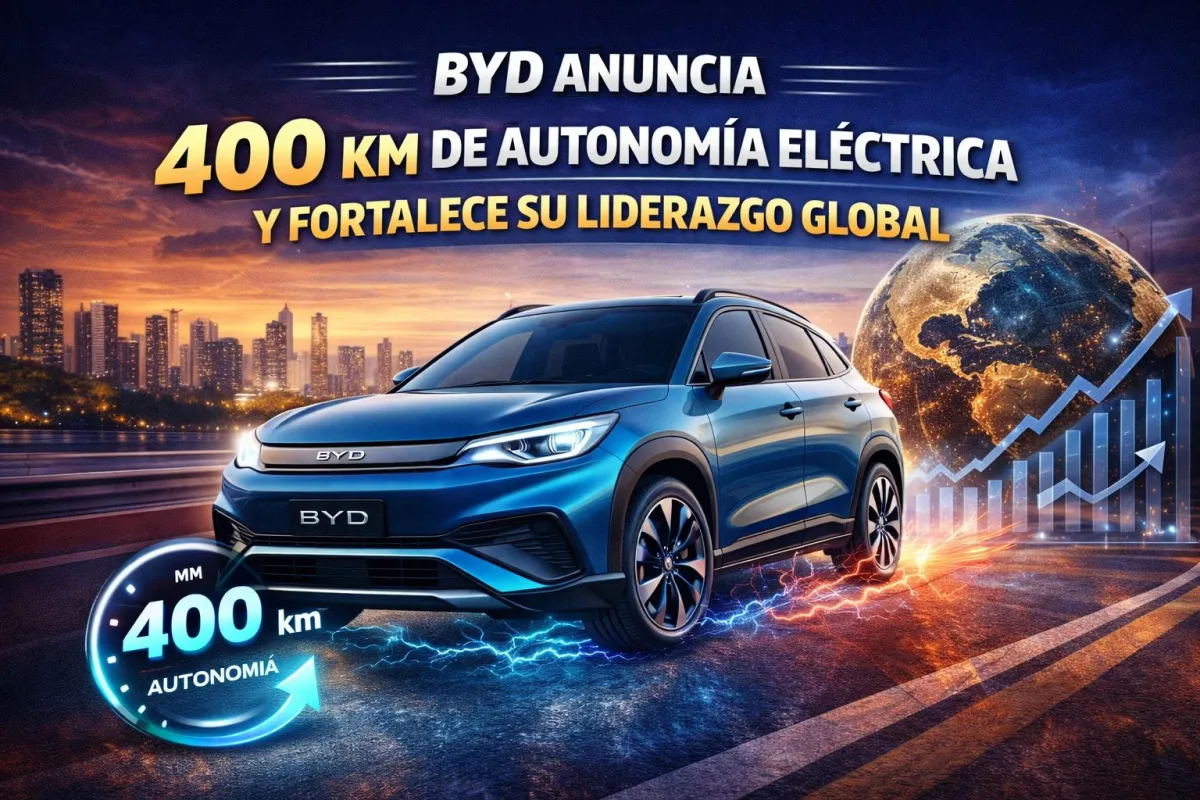 BYD anuncia 400 km de autonomía eléctrica y fortalece su liderazgo global
