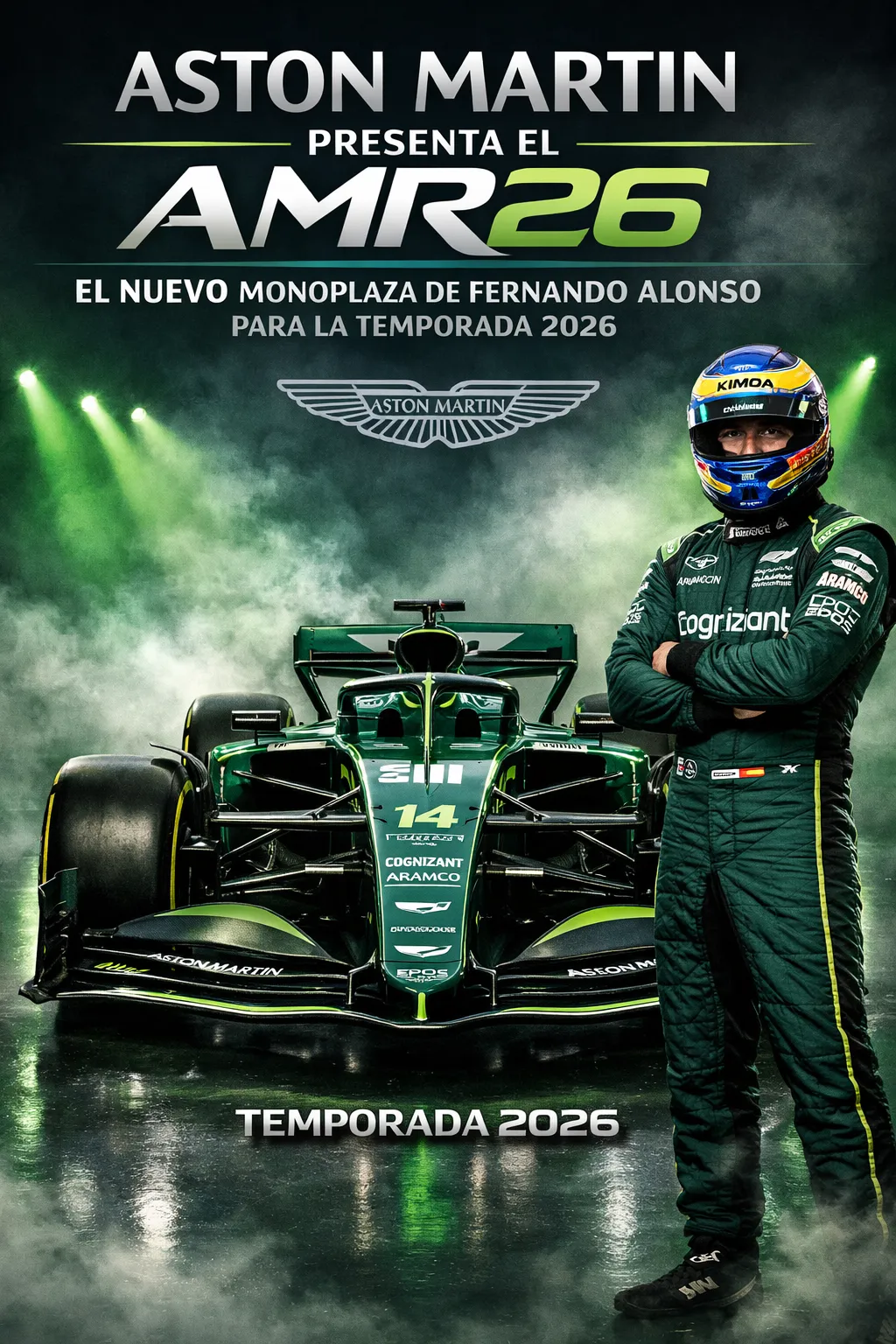 Aston Martin presenta el AMR26: el nuevo monoplaza de Fernando Alonso para la temporada 2026