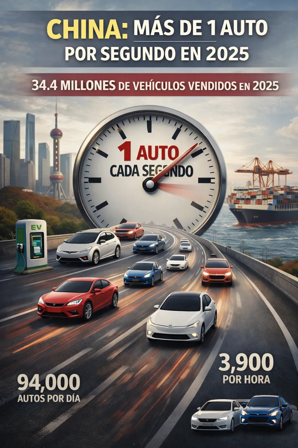 China vende más de un auto por segundo en 2025: récord histórico en el mercado automotriz mundial