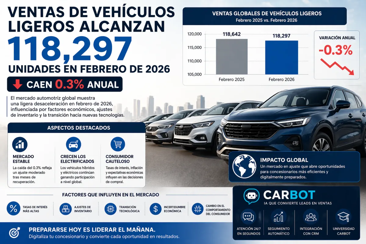 Ventas de autos 2026 caen levemente: análisis del mercado automotriz