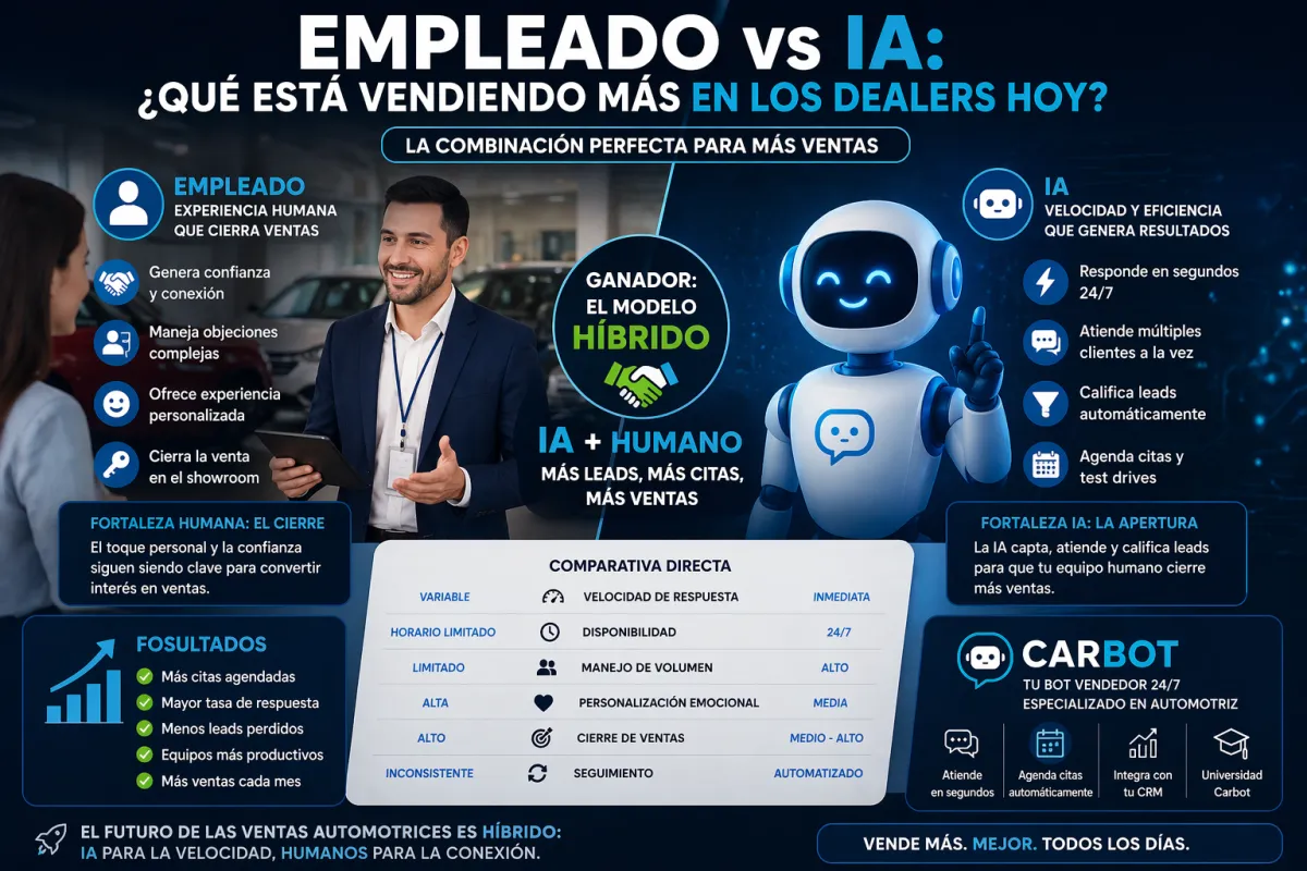 Empleado vs IA en dealers: quién vende más autos en 2026