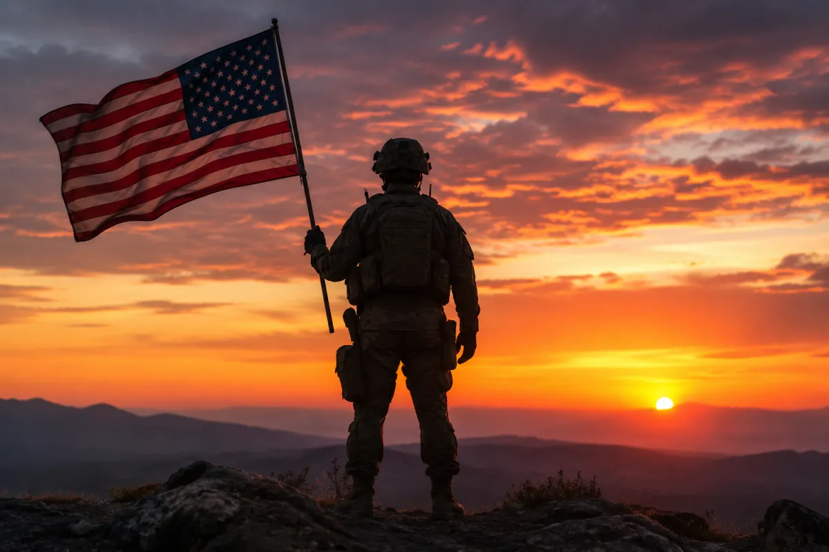 Veteran holding American flag representing medical appointment transportation services
