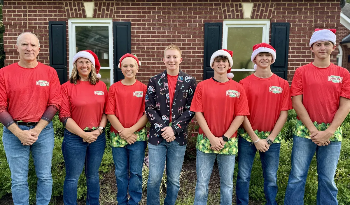 Picture of the Athens Christmas Light family. The employees involved in making it happen.