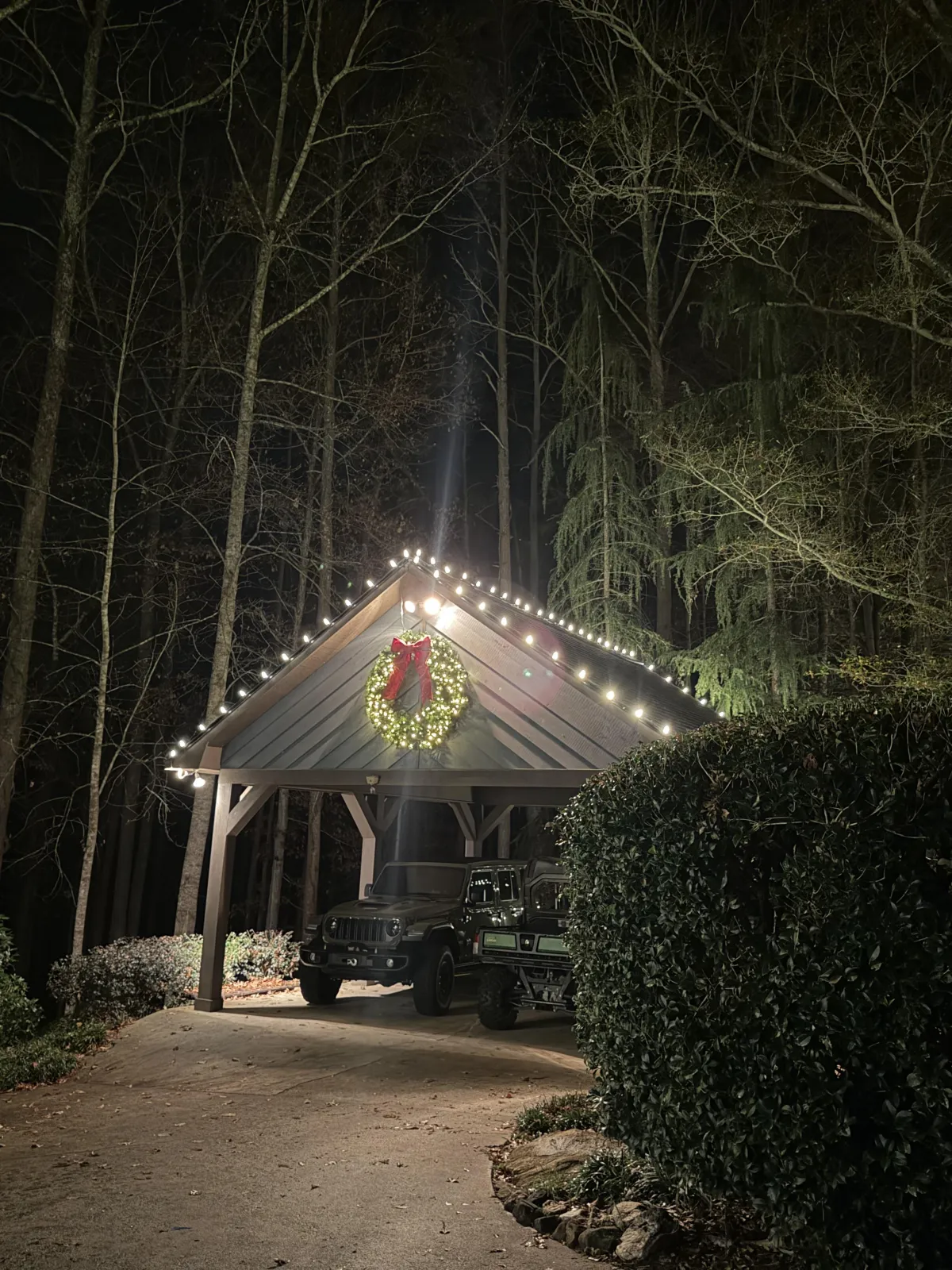 Professional Christmas lights on a residential home in Oconee County GA