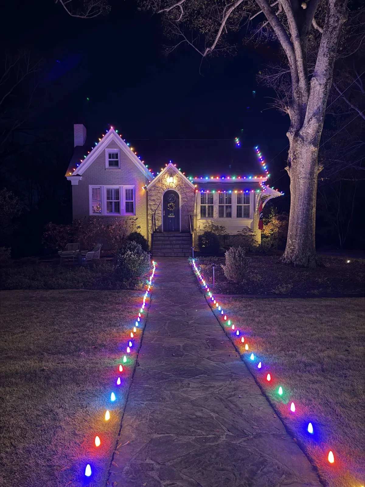 Permanent LED lighting installed on a house in Athens Georgia