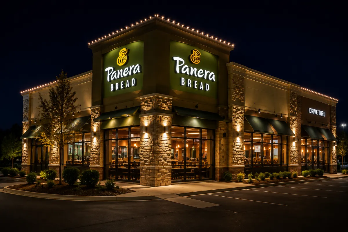 Professional temporary Christmas lighting display for a storefront featuring seasonal LED lights and removable holiday decorations.