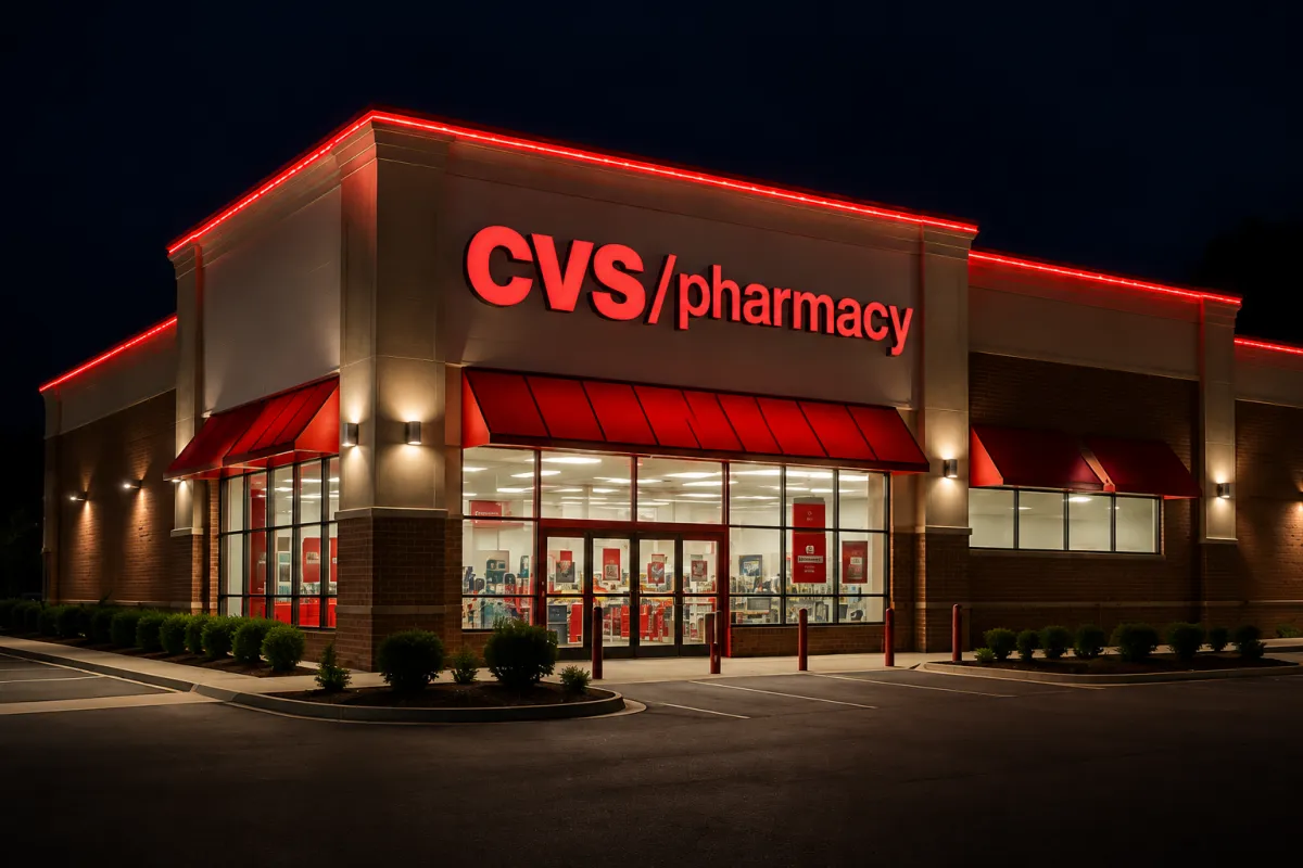 Christmas light display on commercial buildings with professionally installed seasonal lighting and holiday décor.