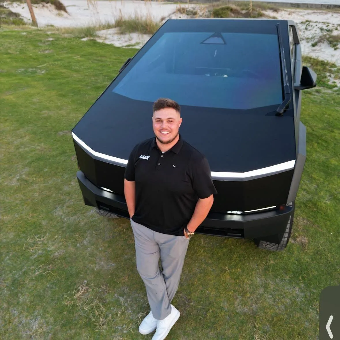 owner of lux with matte black wrapped ceramic truck