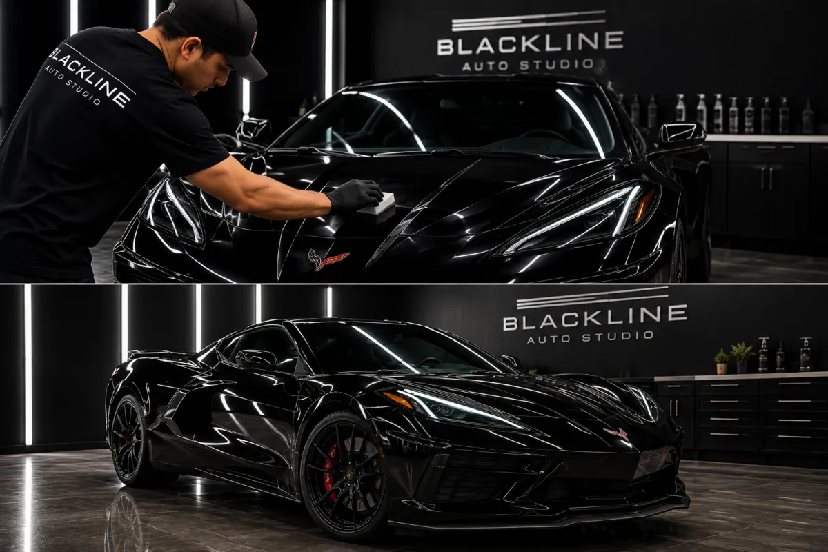 Luxury sports car protected with a premium ceramic coating by Blackline Auto Studio in Baldwin County, Alabama.