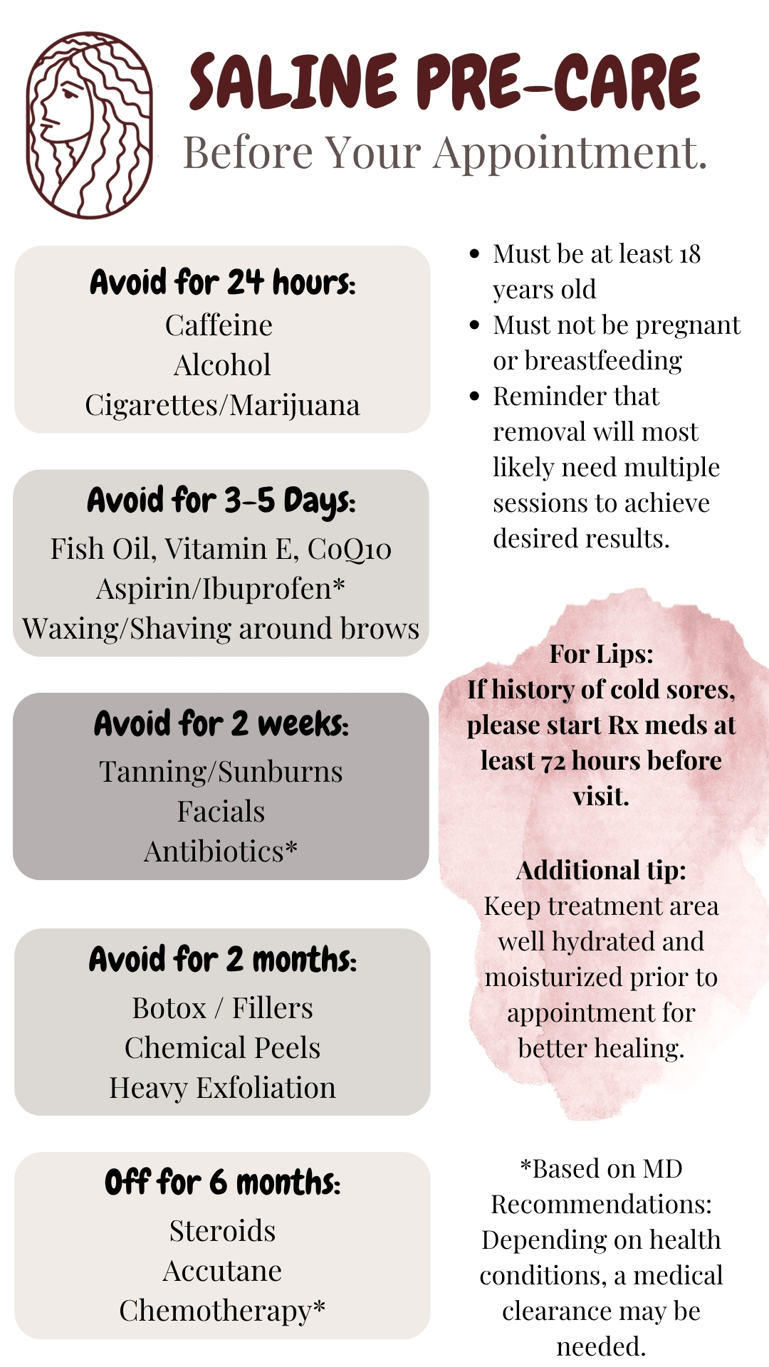 pre care instructions before the appointment information for saline tattoo removal emergency removal in Long Beach CA