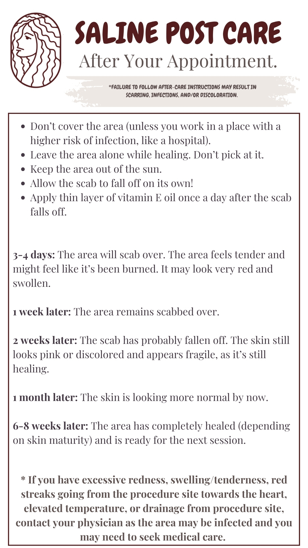 post care instructions after the appointment information for saline tattoo removal emergency removal in Long Beach CA