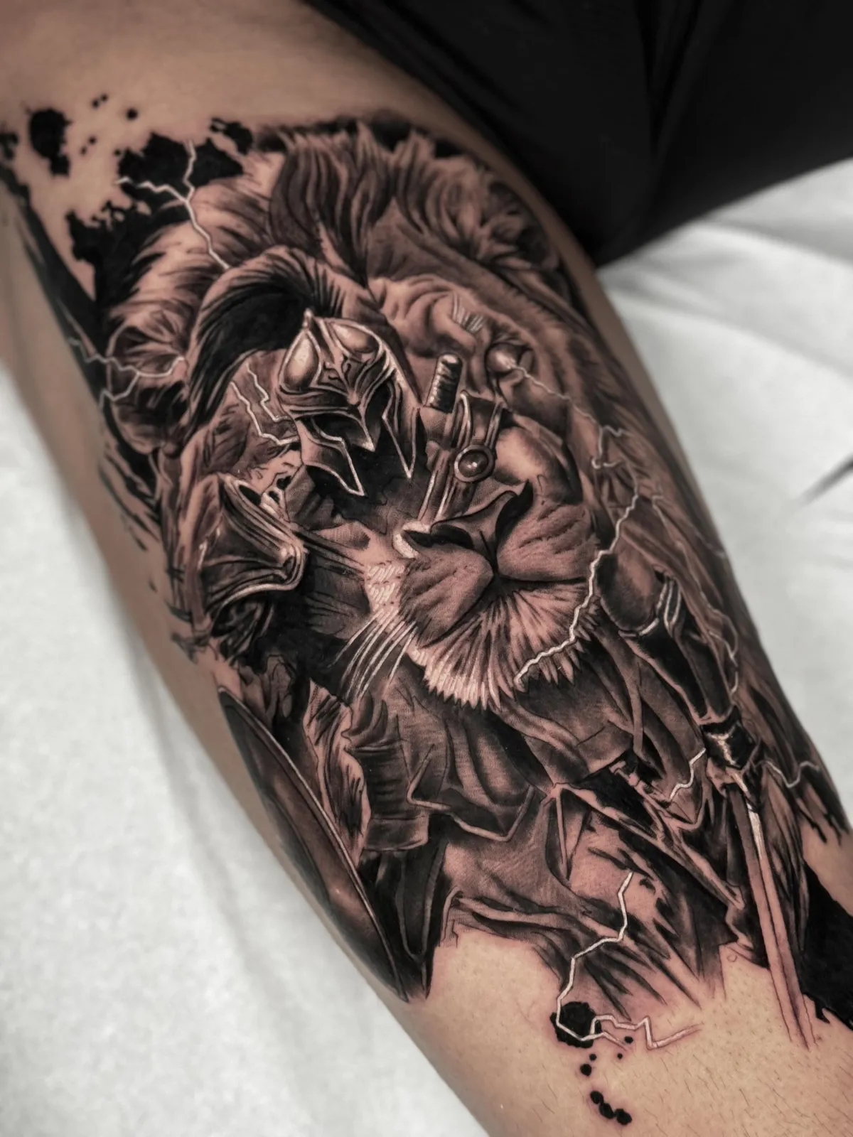 person with tattoo on right arm