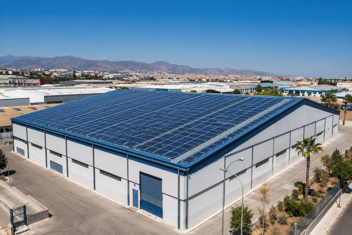 paneles solares en nave industrial en Málaga