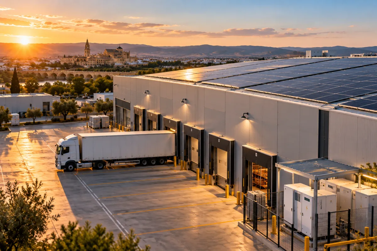 Paneles solares en la cubierta de una empresa industrial en Córdoba