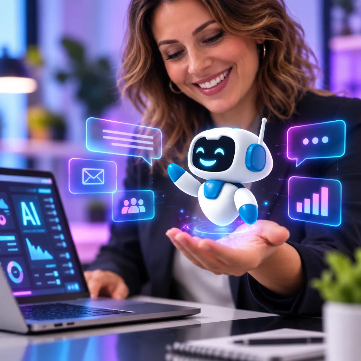 AI bot held by a human