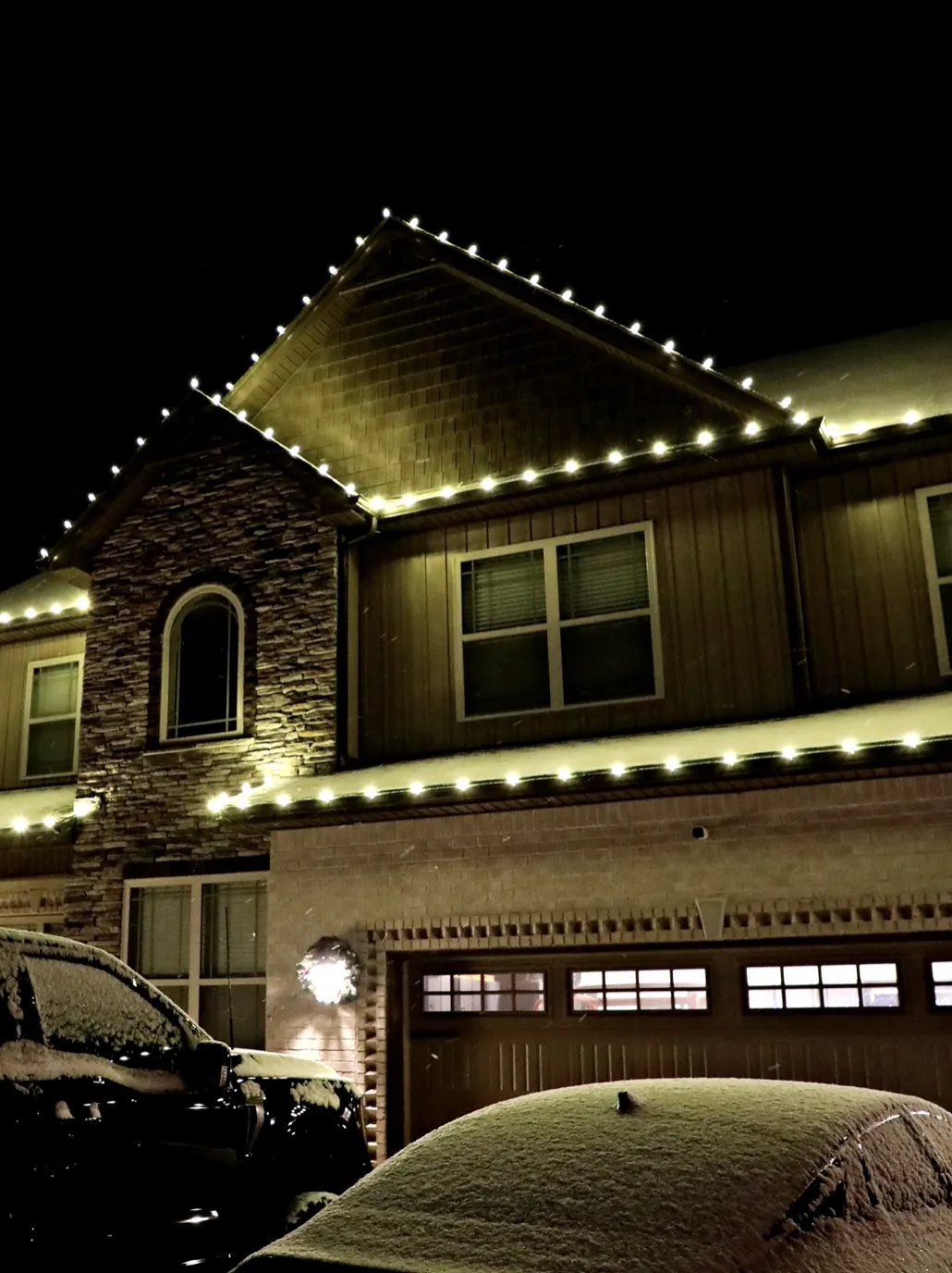 Just one of the many homes lit up this holiday by AG Holiday Lighting