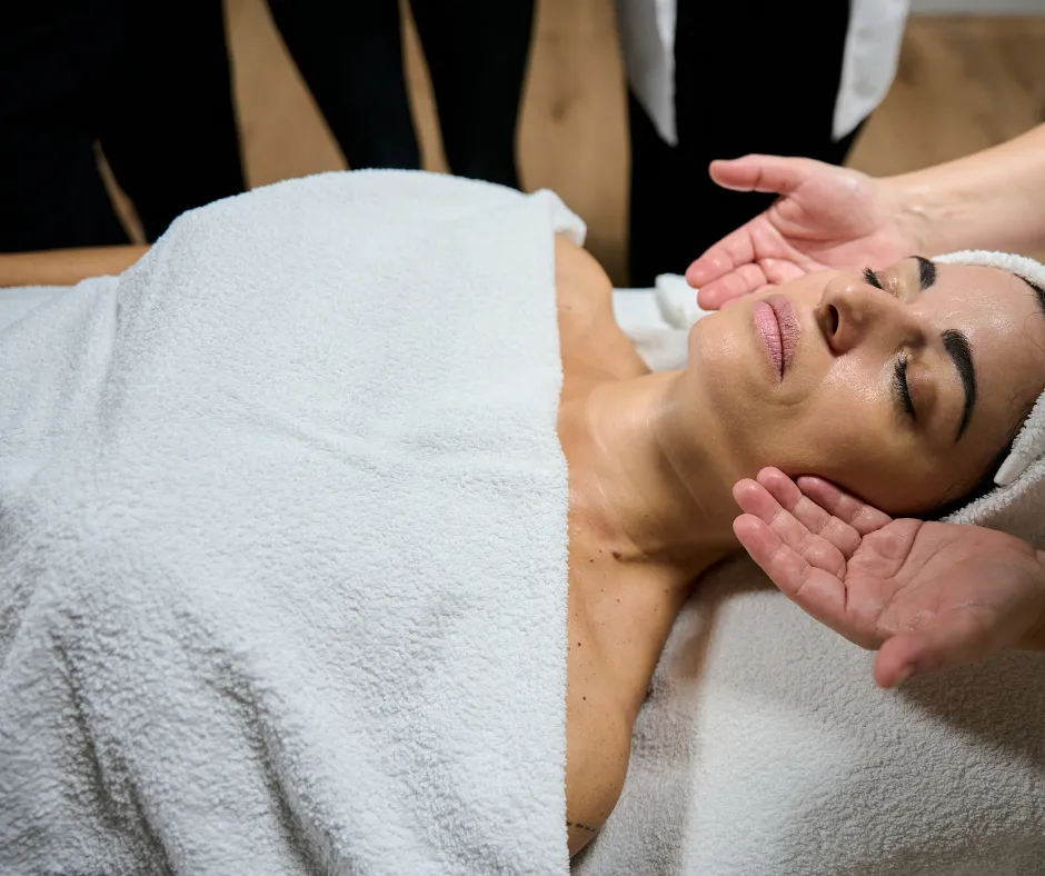 woman receiving a facial