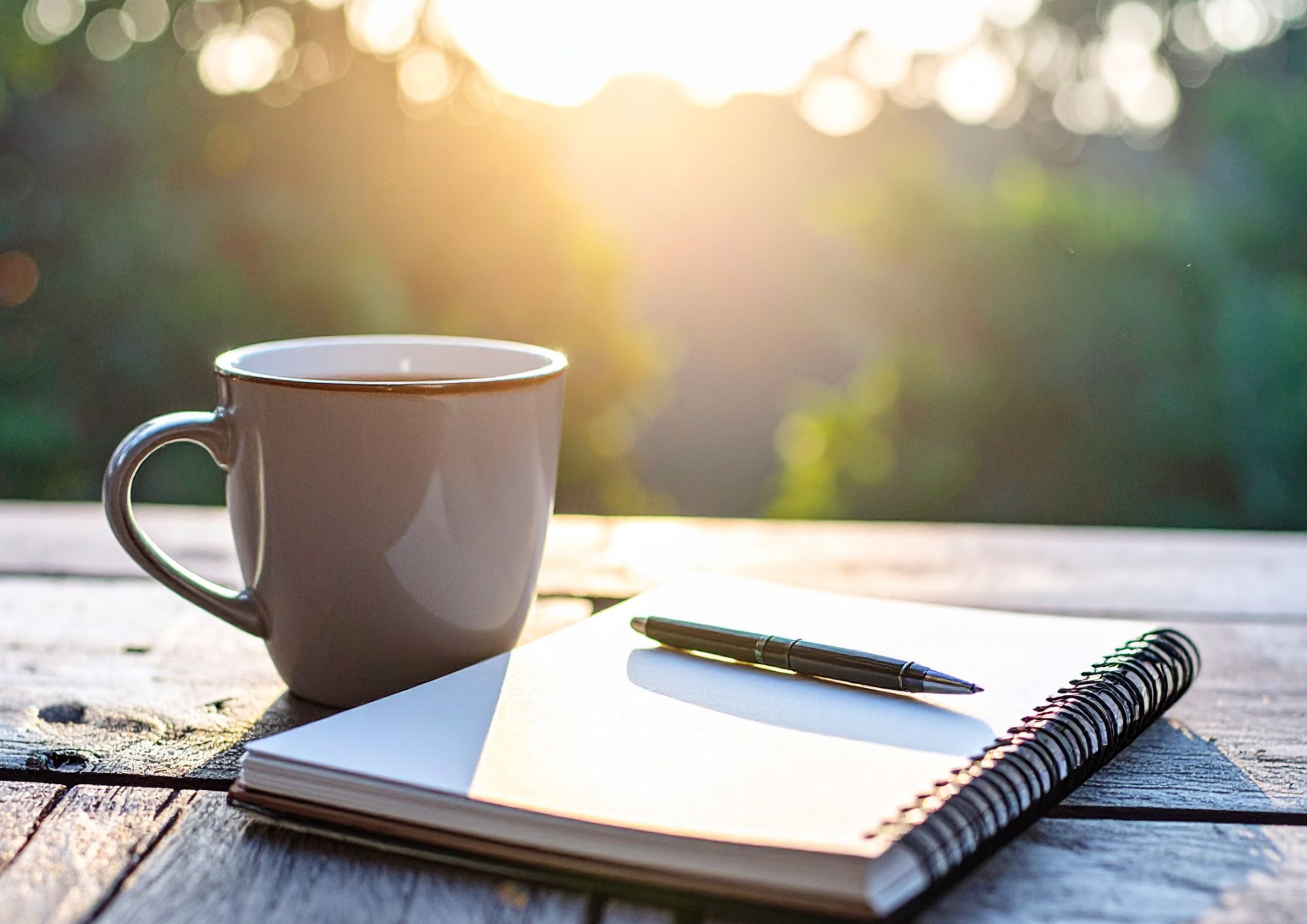 coffee cup, pen and diary ready to book appointment at Pause, West Norfolk