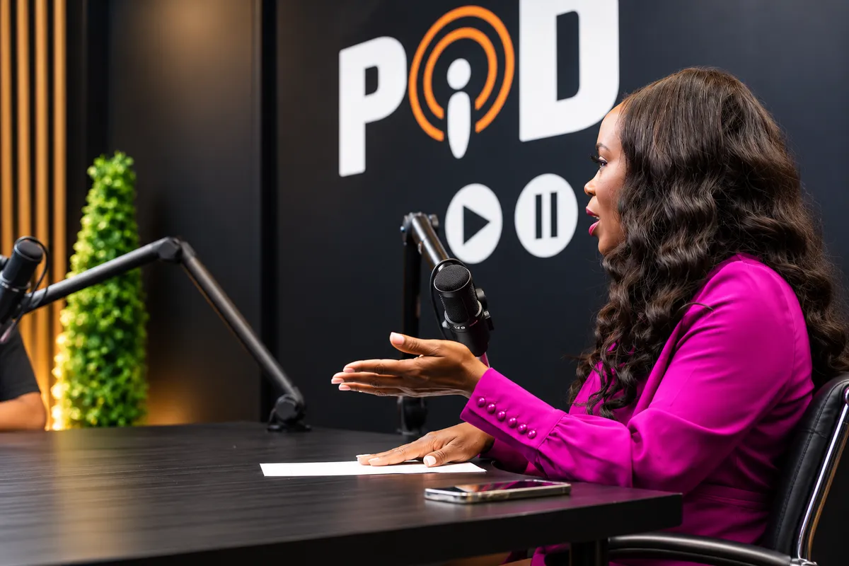 Podcast studio interior (select from media library)
