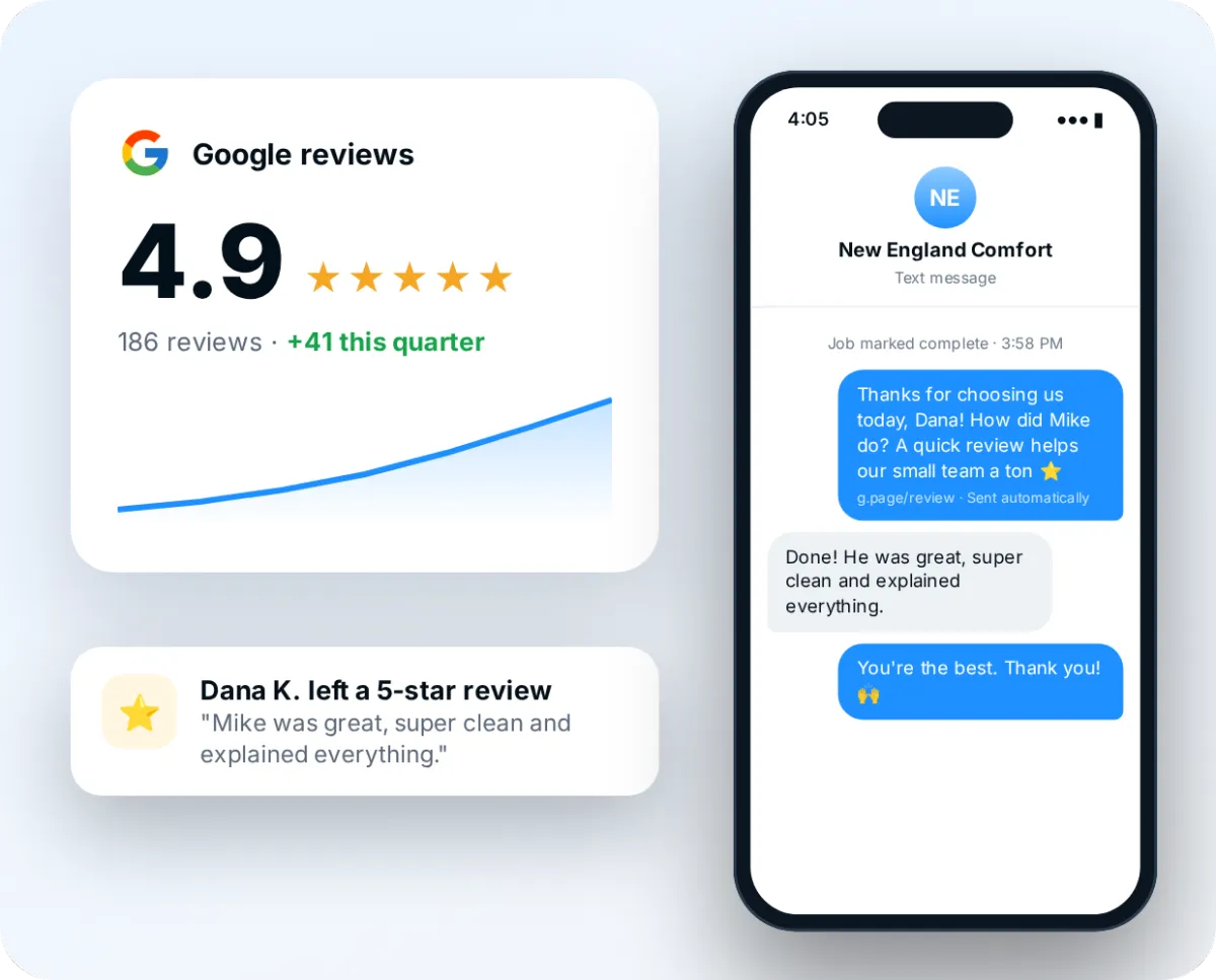 Automated Google review request by text