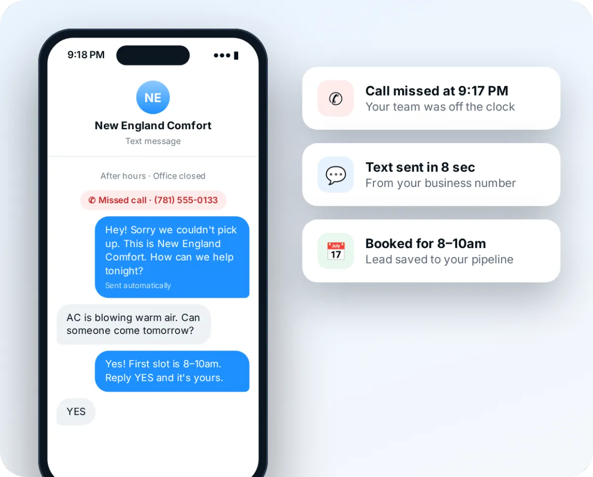 Missed call texted back automatically after hours