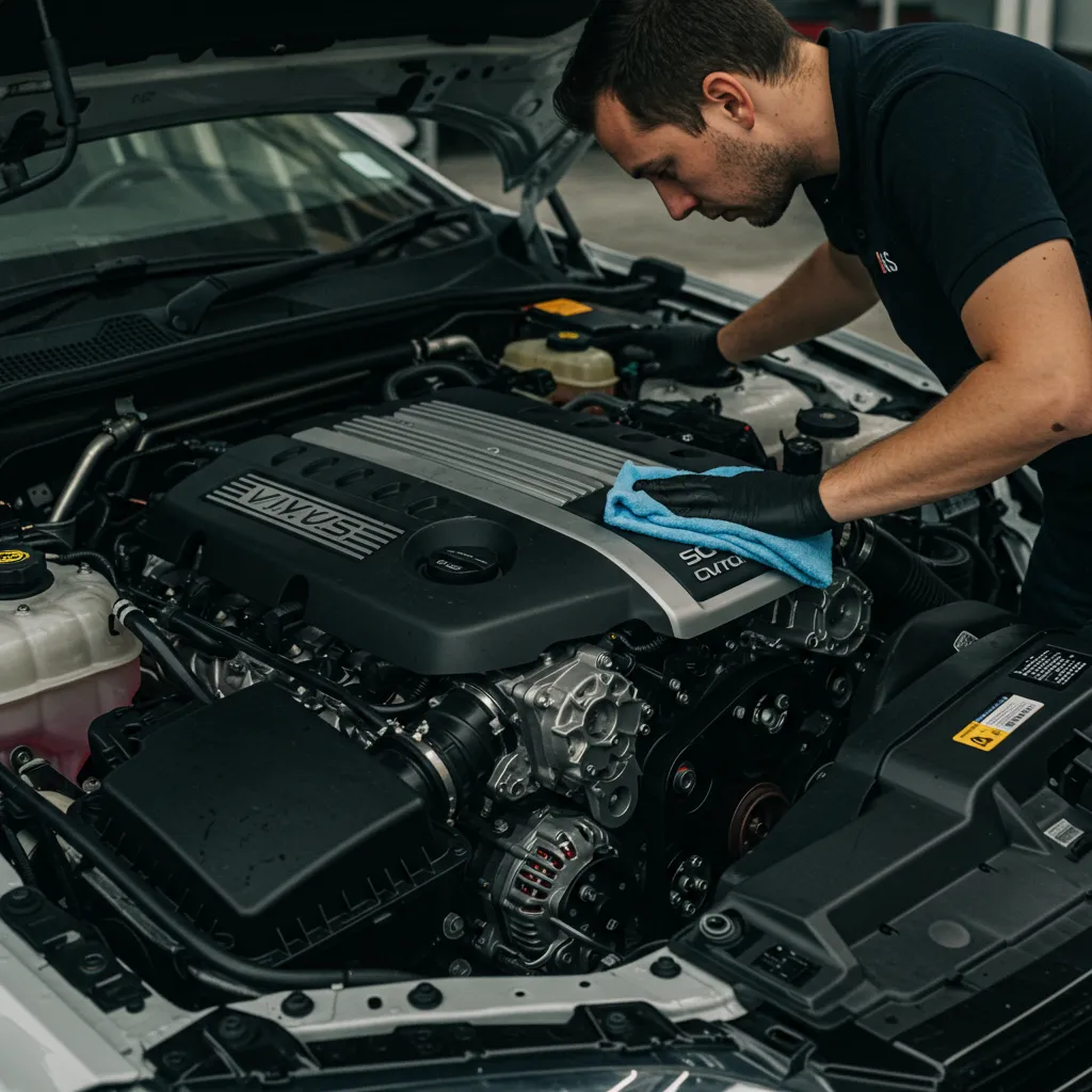 a person washing a car with a sponge