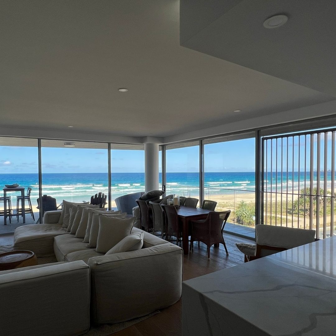 Crystal clear apartment windows with unobstructed ocean views Gold Coast