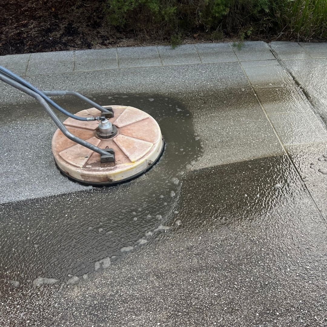 Driveway cleaning Gold Coast showing before and after concrete restoration