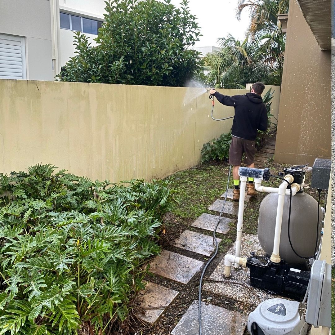 Low pressure soft washing Gold Coast safely cleaning rendered house exterior
