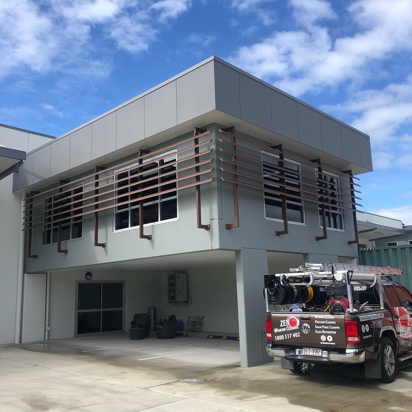 Professional commercial building wash down on the Gold Coast by Zen Window Cleaning.