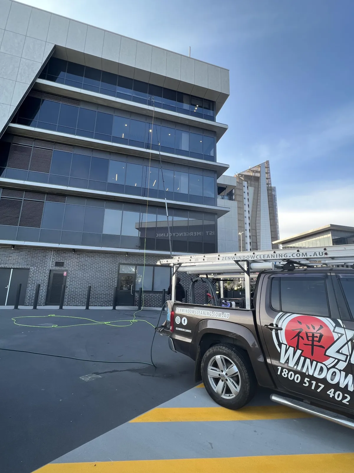 Professional exterior window cleaning at TAFE Robina on the Gold Coast by Zen Window Cleaning.