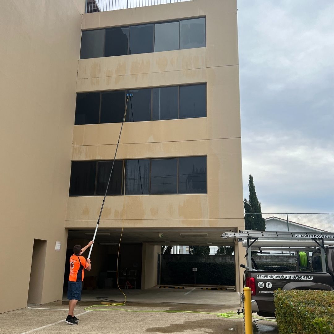 Office building business park exterior cleaning Gold Coast walls and windows