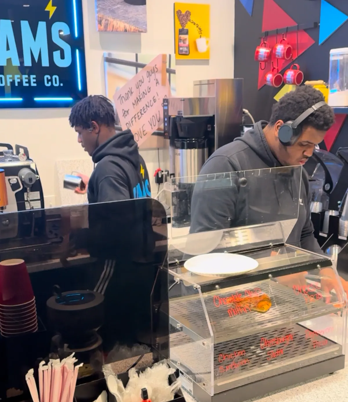 Teens with disbilities working at Cam's Coffee Co