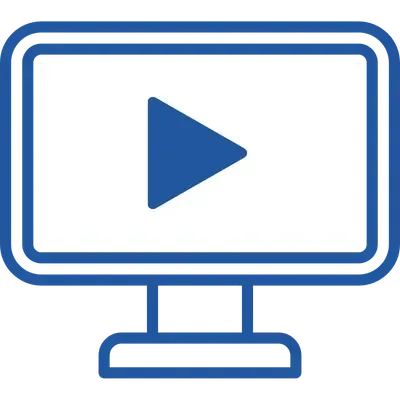 icon of desktop monitor with a play button