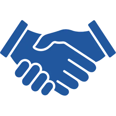 Blue handshake icon