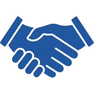 Blue handshake icon