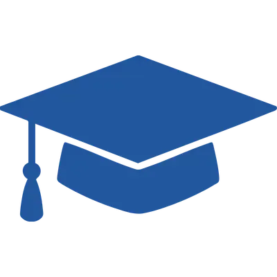 Blue graduation cap icon