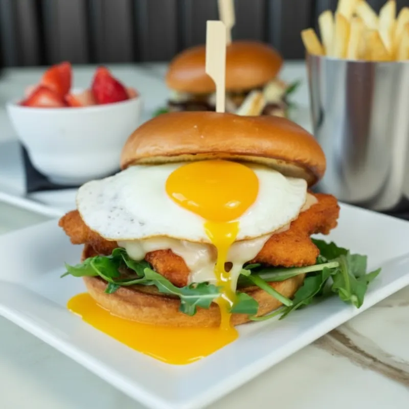 fried chicken brunch sandwich at Easy Like Sunday Greensboro NC