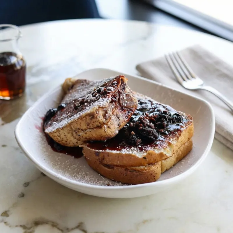 Ricotta Stuffed French Toast brunch menu item at Easy Like Sunday in Greensboro NC