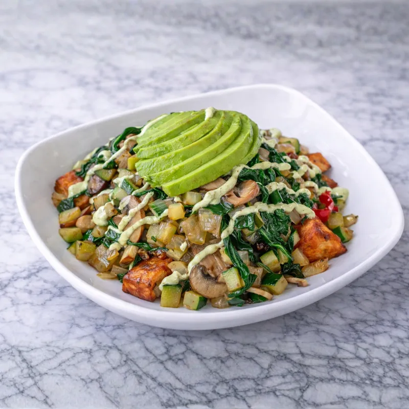 Vegan hash brunch entree at Easy Like Sunday in Greensboro NC