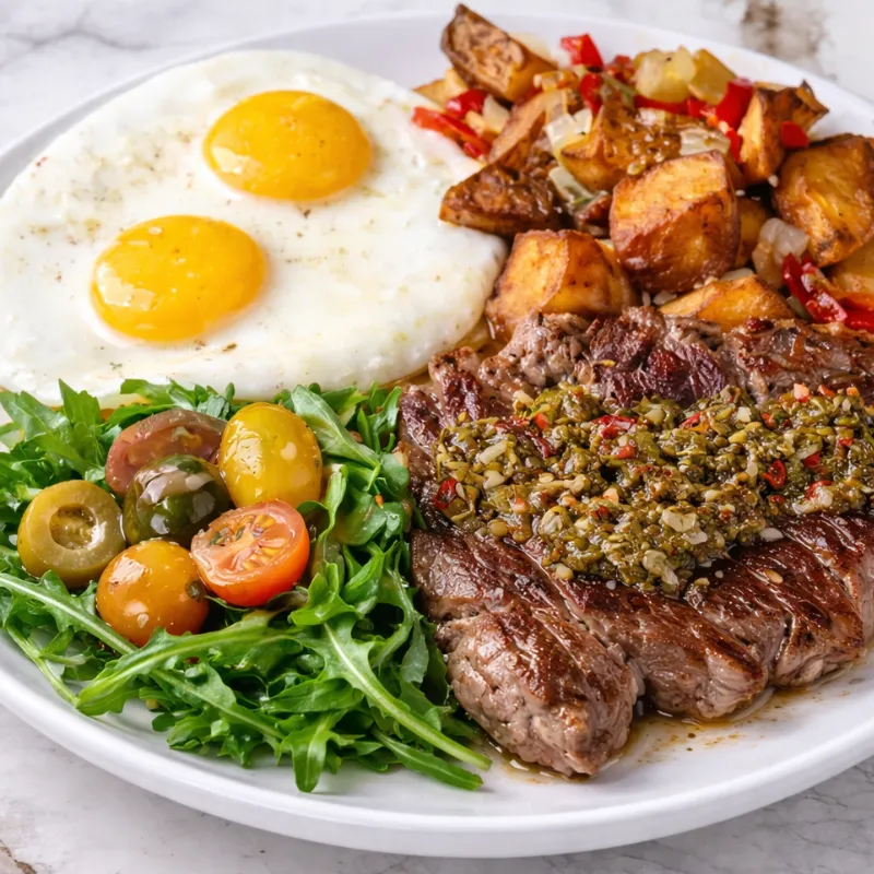 Steak and eggs brunch entree at Easy Like Sunday in Greensboro NC