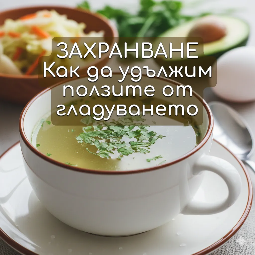 захранване след гладуване, купичка с костен бульон