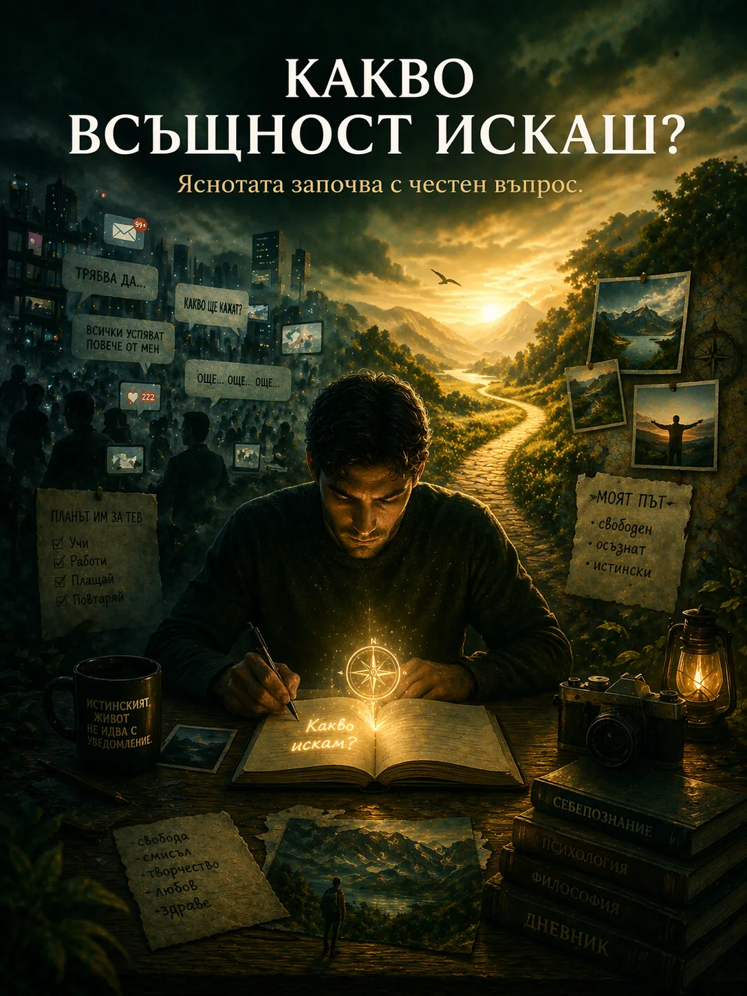 мъж пише в тетрадка какво искам