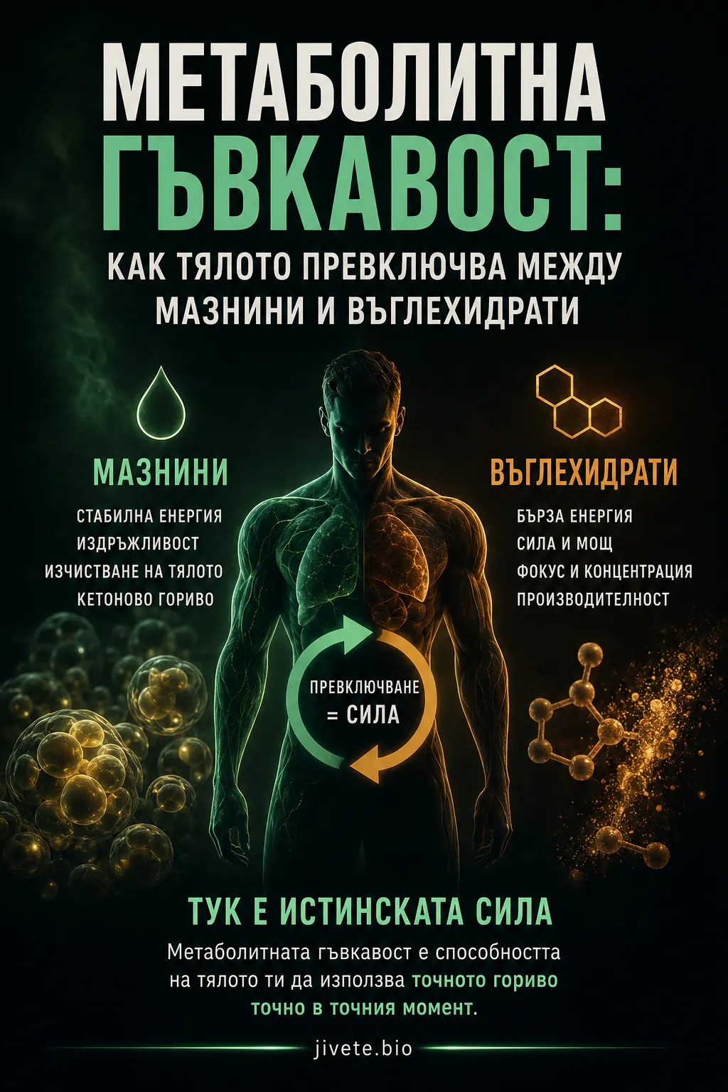 Метаболитна гъвкавост: как тялото превключва между мазнини и въглехидрати