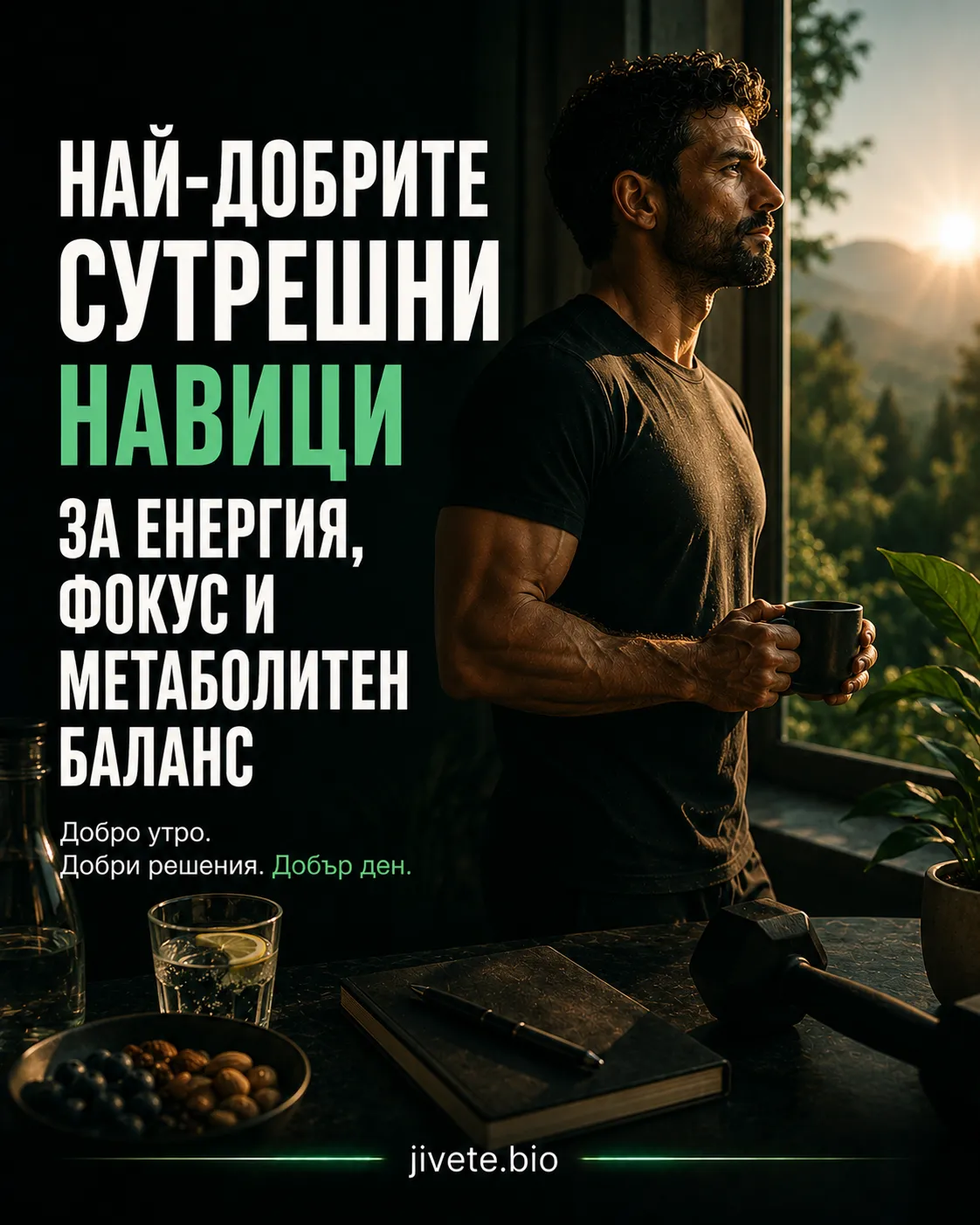 мъж тича, текст: Най-добрите сутрешни навици за енергия, фокус и метаболитен баланс