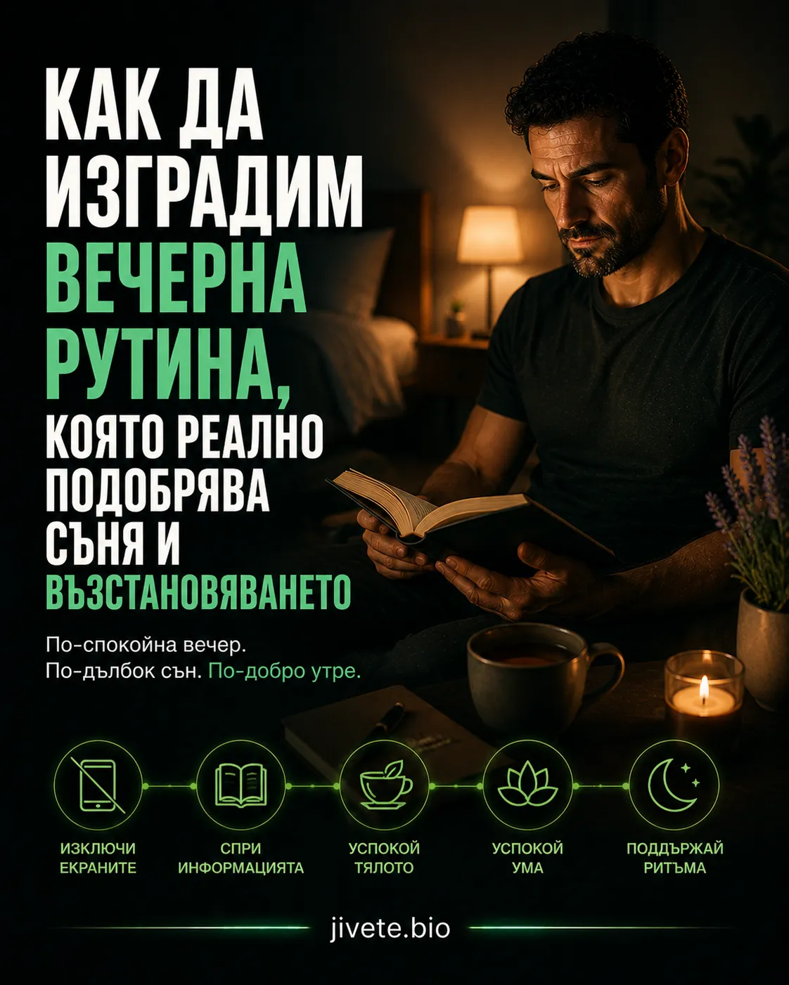 Как да изградим вечерна рутина, мъж чете книга