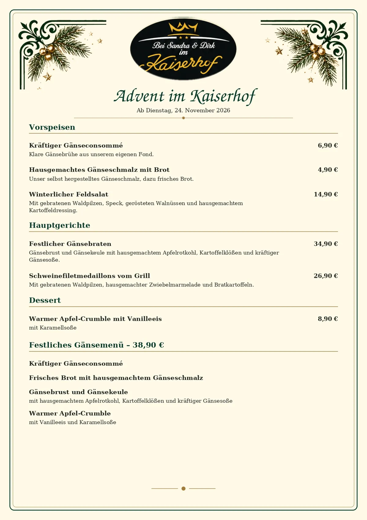 Adventskarte Kaiserhof