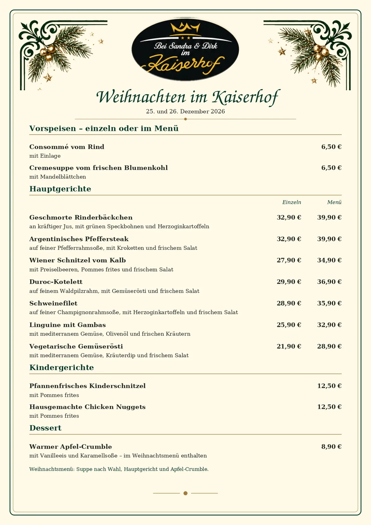 Weihnachtskarte Kaiserhof