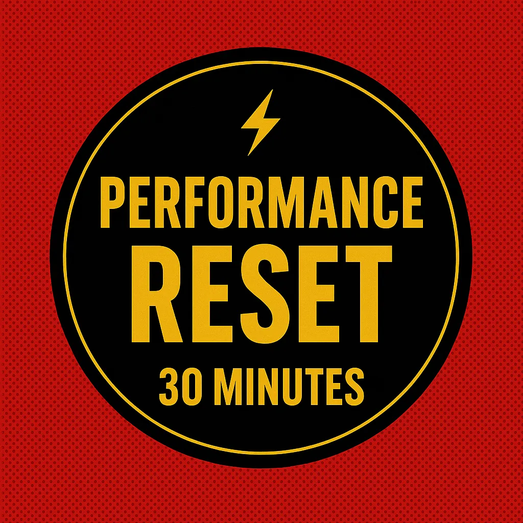 Vintage comic-style square graphic: Option 1 Single Reset Session for dancers wanting one focused recovery session