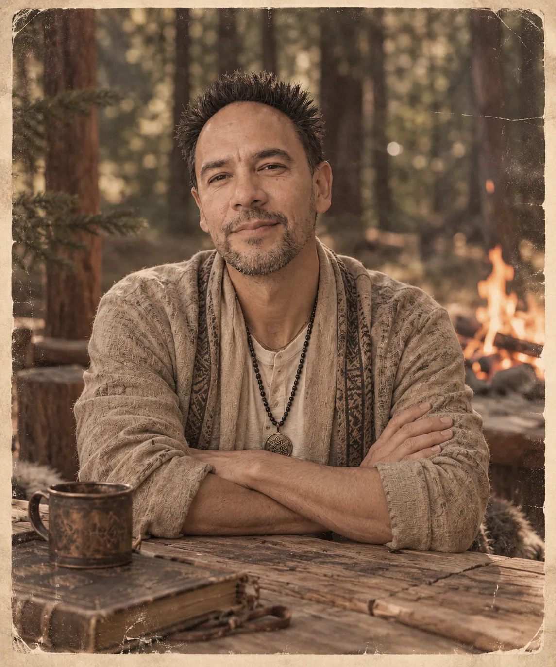 Portrait of Shaman Zo holding ceremonial space with reverence and quiet wisdom